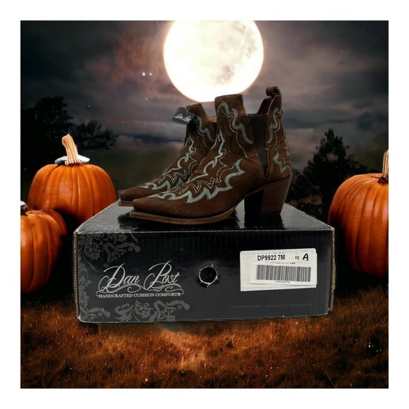 Dan Post Vallejo Boots Size: 7 Brand New in Box Western Booties Turquoise Brown - Picture 3 of 14